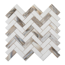 Color Stained Glass Herringbone Tile Mosaic Patterns for Wall